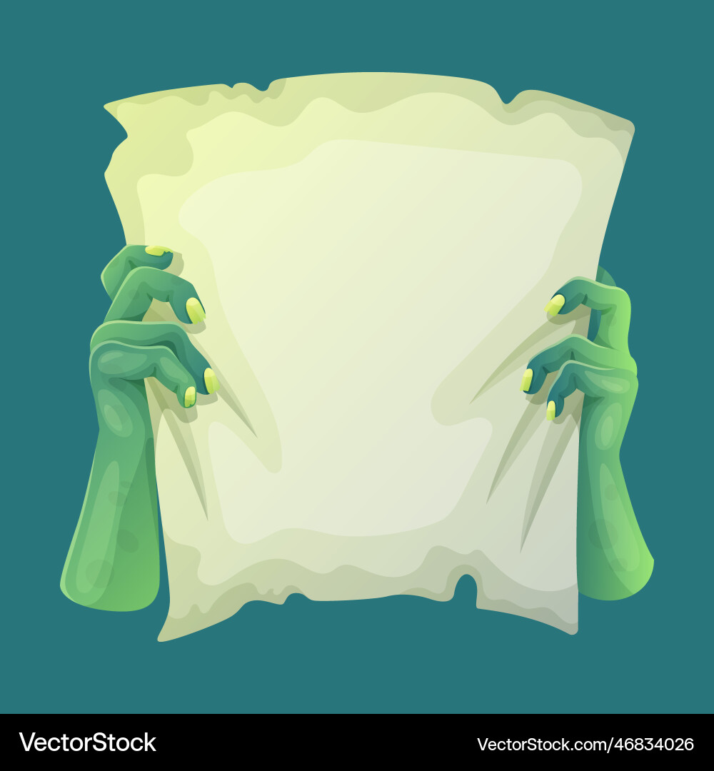 Zombie Hands with Blank Scroll Vector Image