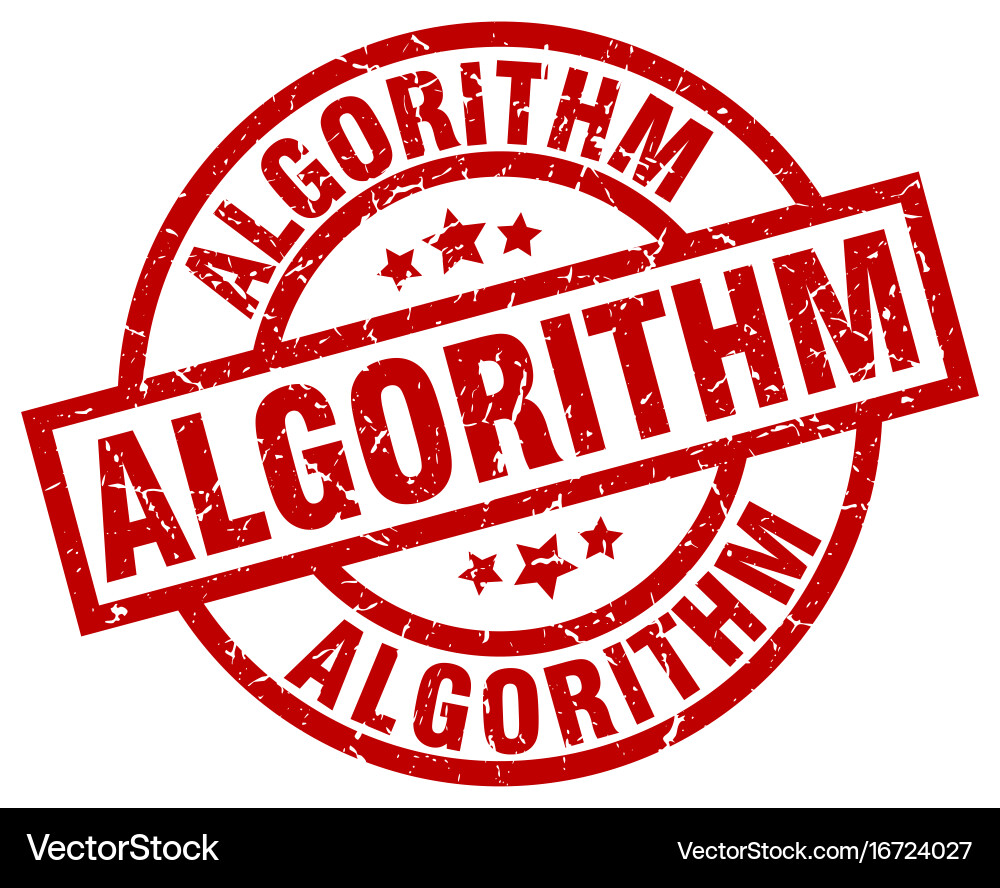 Algorithm round red grunge stamp Vector Image