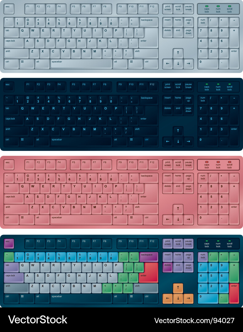 Close-up of Computer Keyboards Vector Image