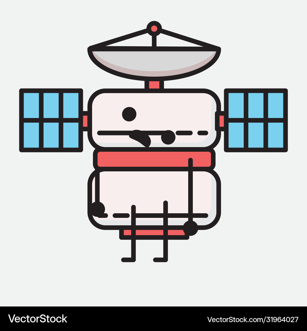 Cute satellite antenna mascot character in flat Cute satellite antenna mascot character in flat vector image