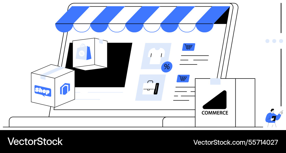 Digital storefront with e-commerce elements Vector Image