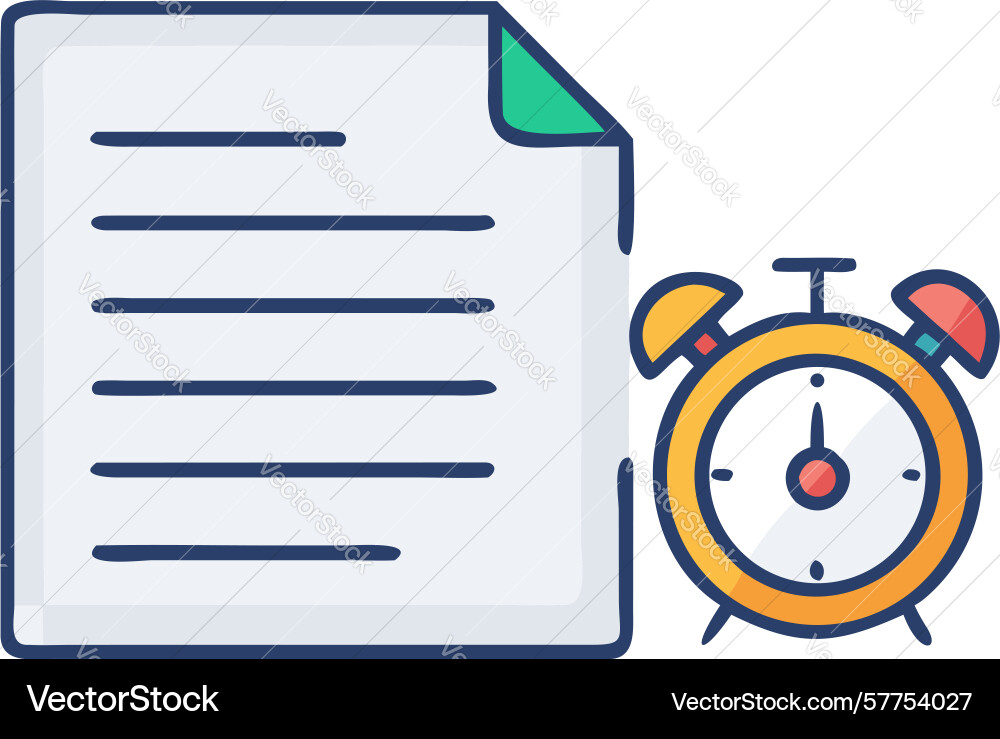 Document with alarm clock for deadlines design vector image