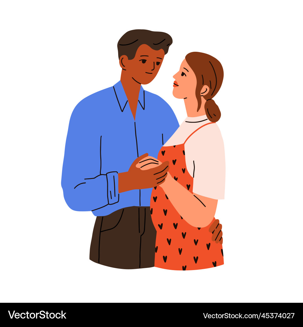 Family couple of pregnant wife and husband black Family couple of pregnant wife and husband black vector image