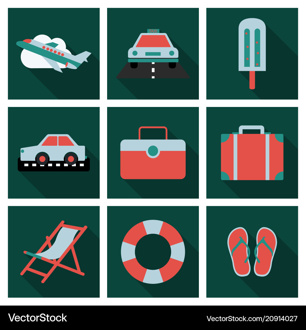 Flat icons set with long shadow effect Vector Image