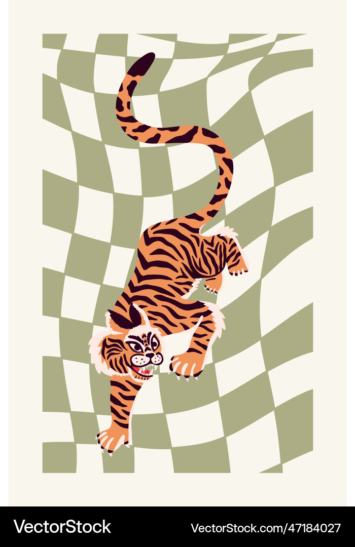 Groovy pattern with abstract tiger indian style Vector Image