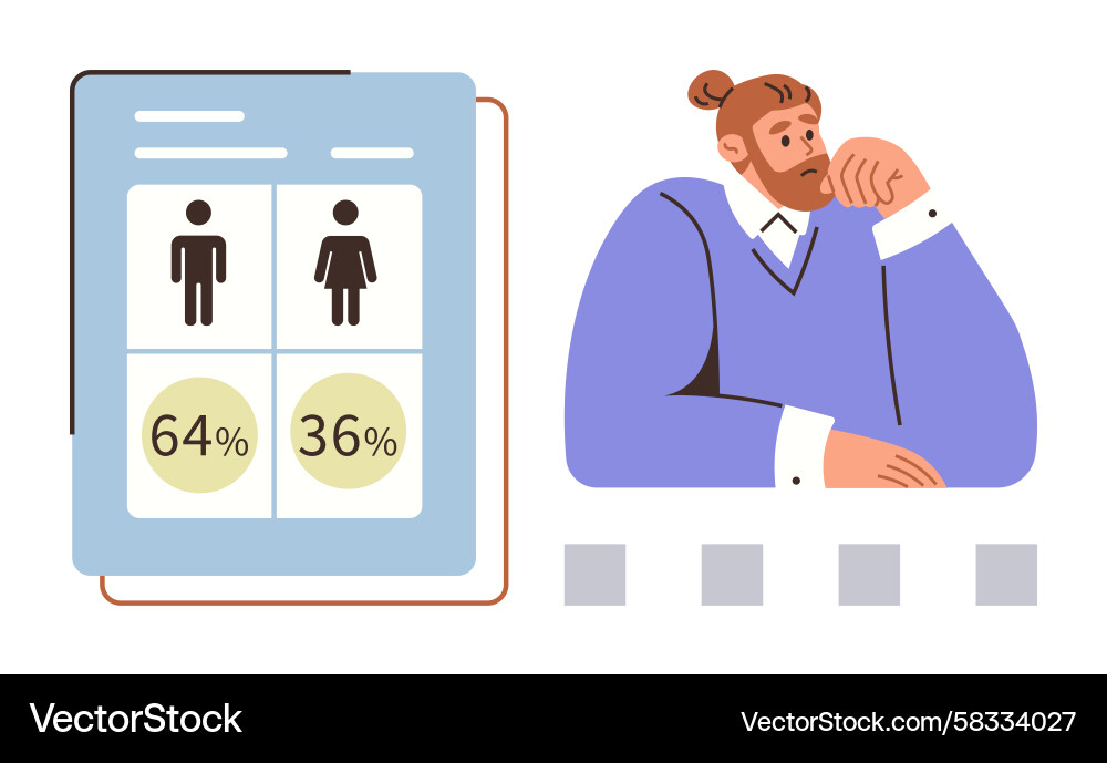 Man Analyzing Gender Data Chart Vector Image