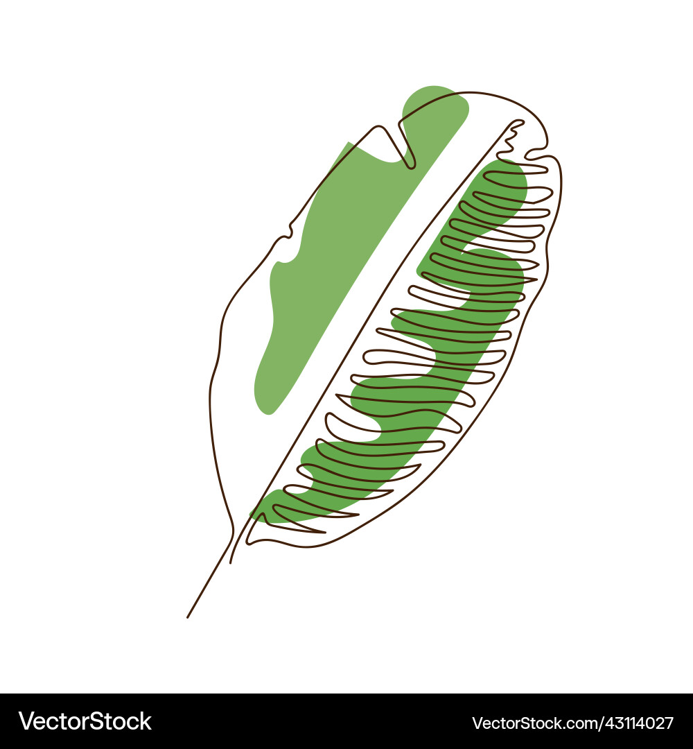 One line palm leaf minimalist continuous linear Vector Image