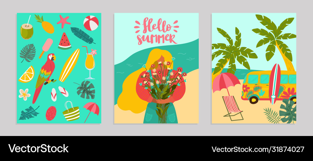 Poster hello Sommer Konzept Banner Muster Vektorbild