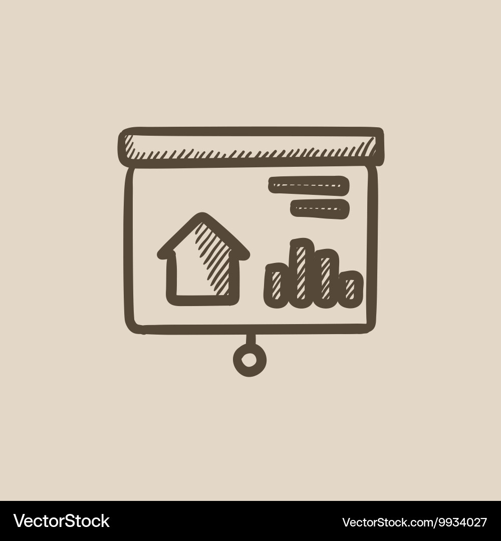 Presentation on projector screen sketch icon vector image