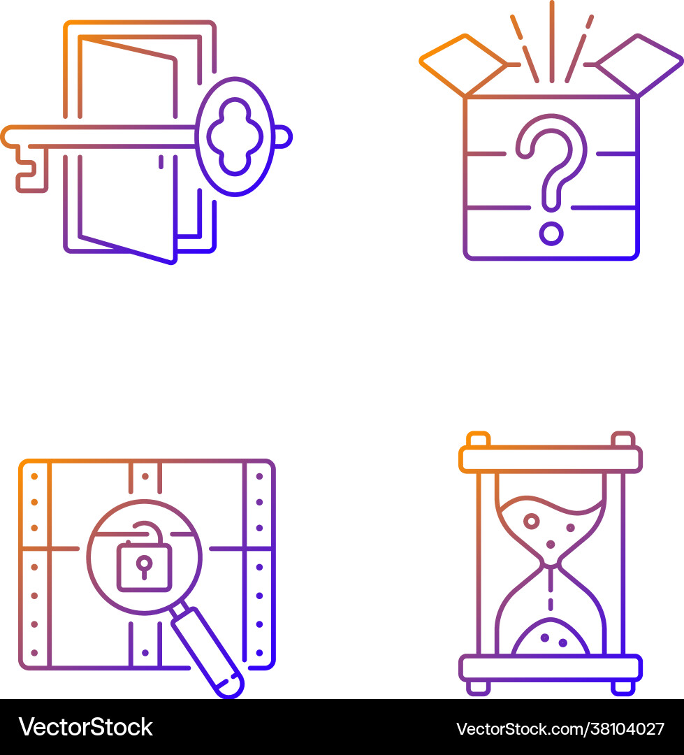 Puzzle gradient linear icons set Puzzle gradient linear icons set vector image