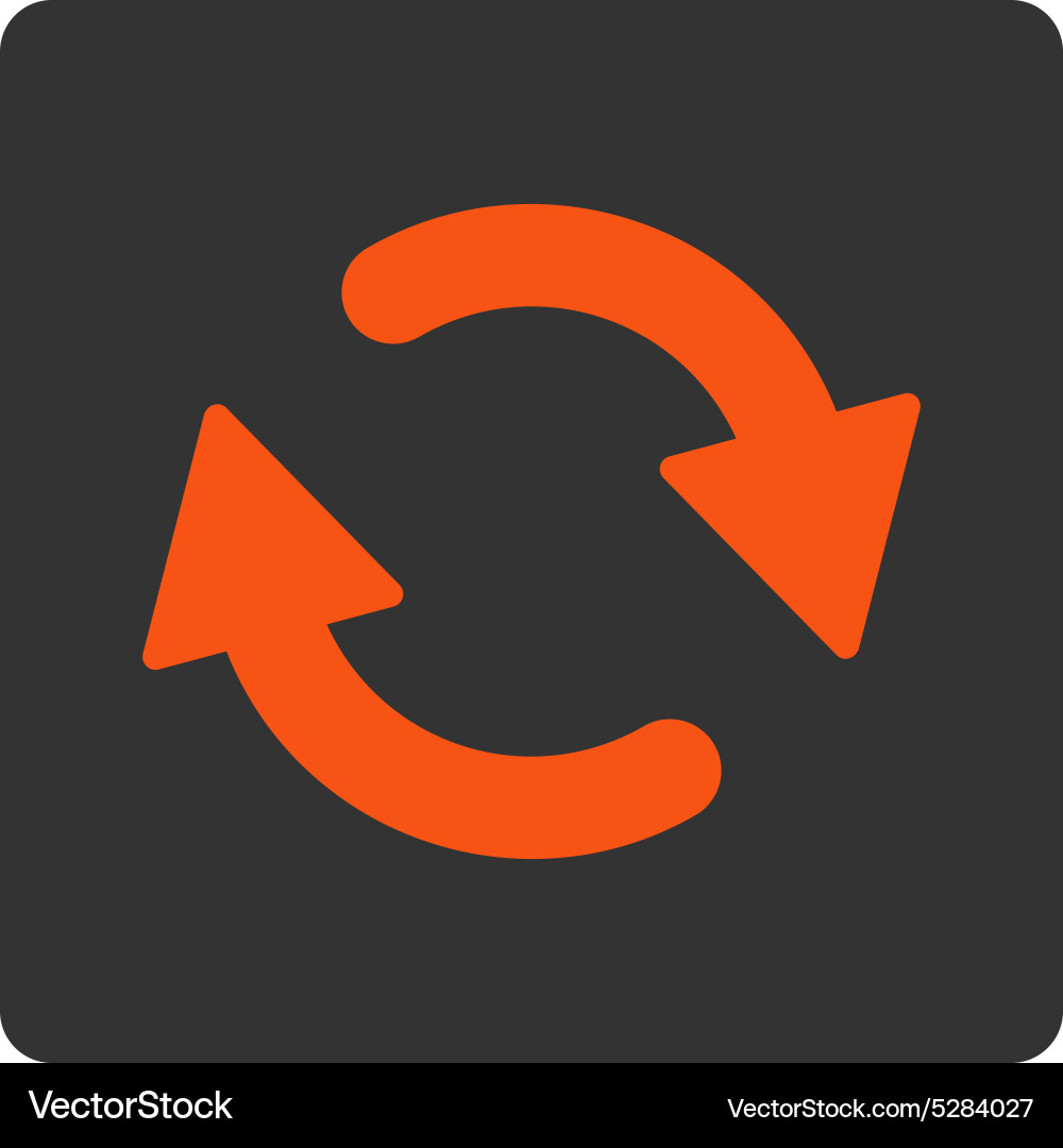 Refresh flat orange and gray colors rounded button vector image