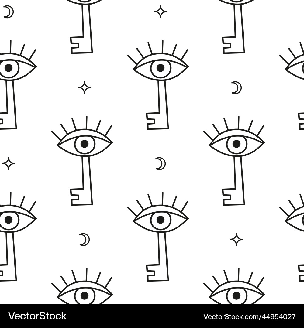Seamless pattern with boho secret key third eye vector image