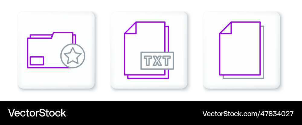 Set line document folder with star and txt file Set line document folder with star and txt file vector image