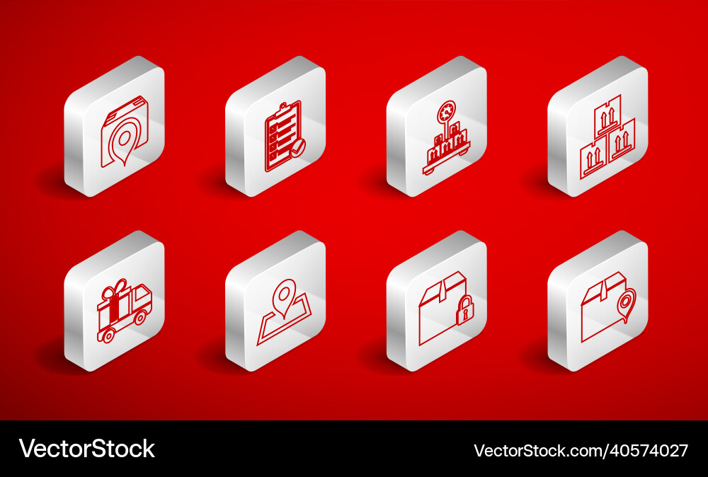 Set line location with cardboard box verification Vector Image