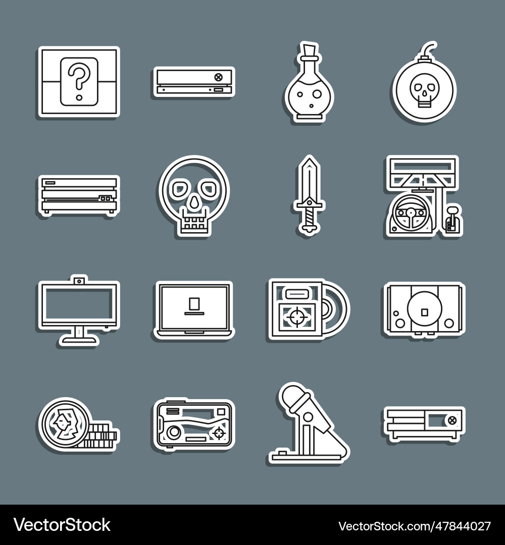 Set line video game console racing simulator Vector Image