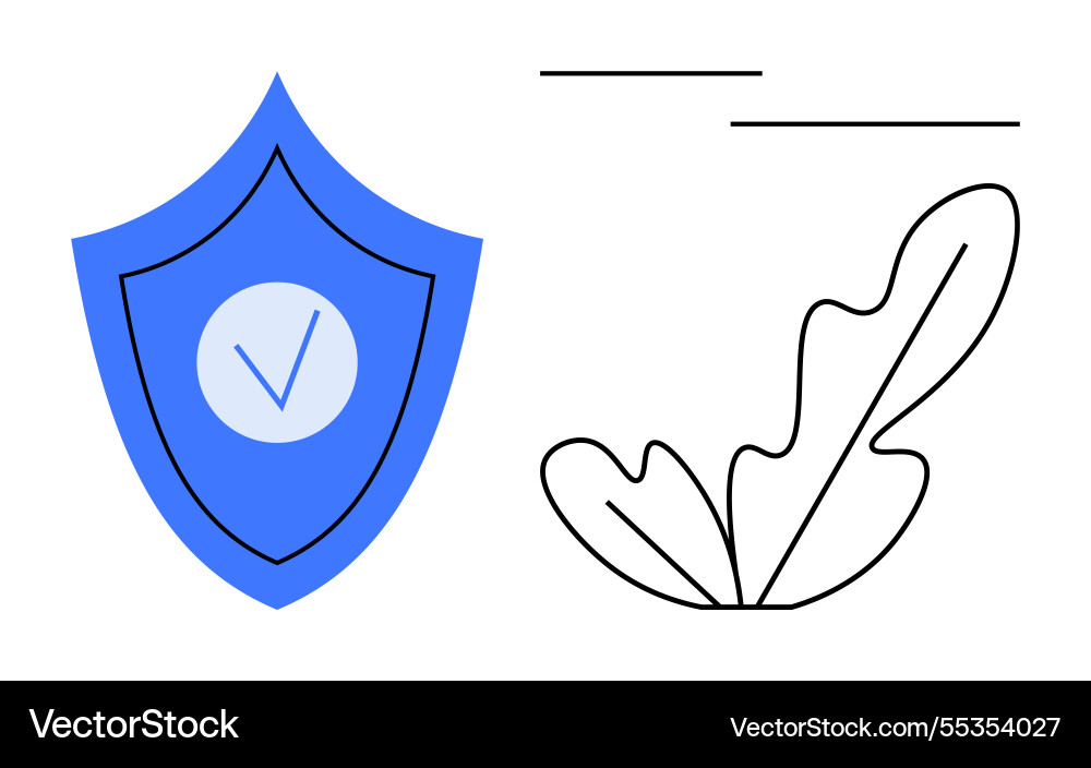 Shield with checkmark and leaf representing Shield with checkmark and leaf representing vector image