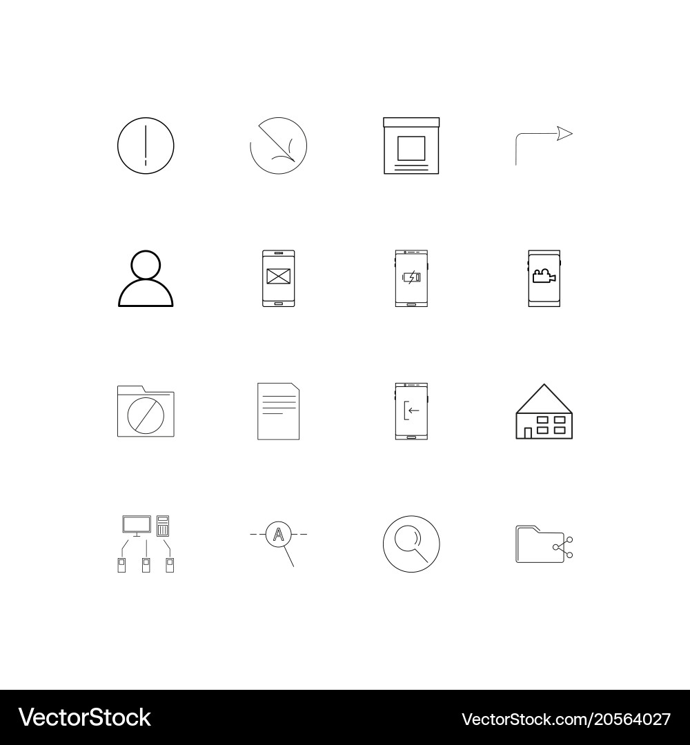 Signs and symbols simple linear icons set Vector Image