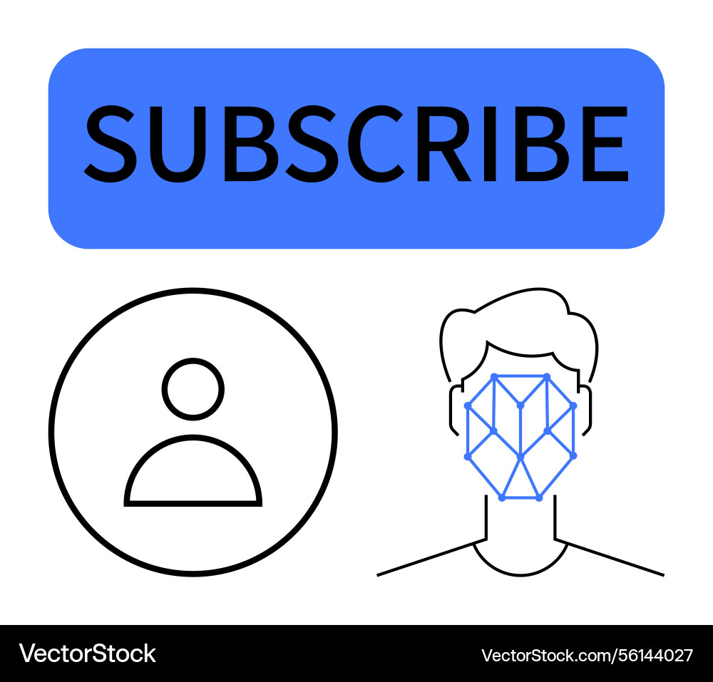 Subscribe button with user avatar and face vector image