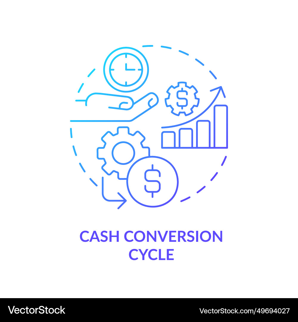 Thin line simple gradient cash conversion cycle Thin line simple gradient cash conversion cycle vector image