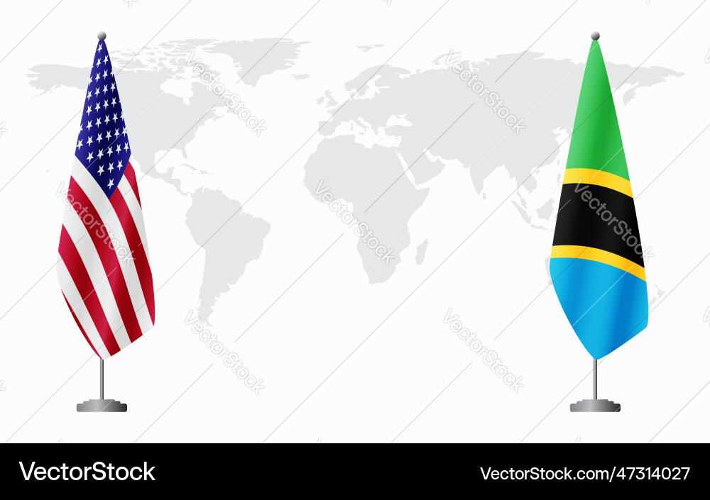 United states and tanzania flags for official United states and tanzania flags for official vector image
