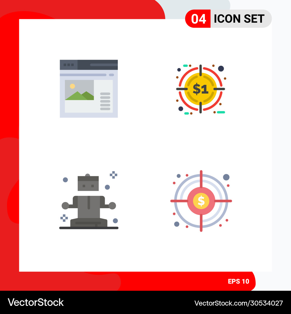 User interface pack 4 basic flat icons Vector Image