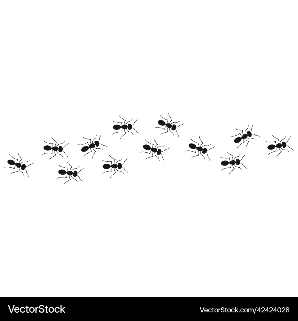 A path of ants running up view from above ant A path of ants running up view from above ant vector image
