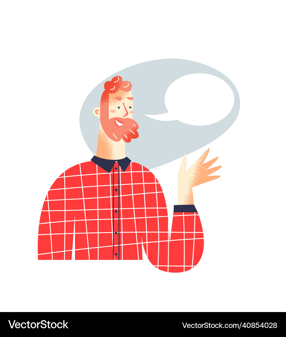 Beared man with empty speech bubble vector image