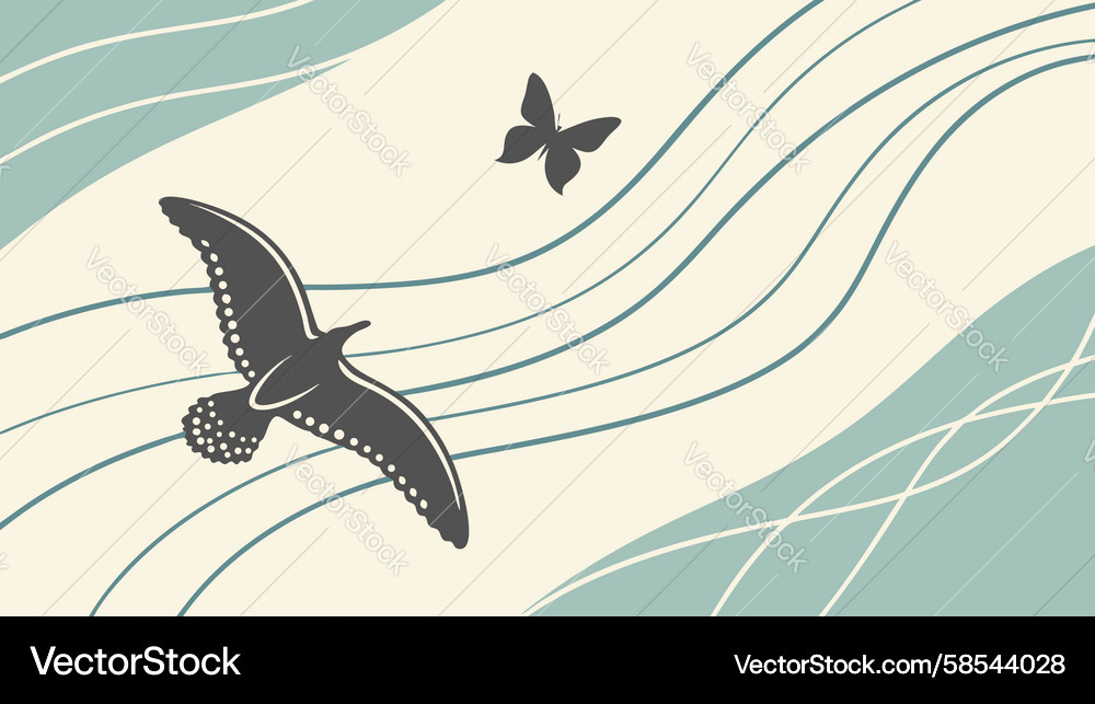 Bird in Motion - Flowing Lines Vector Image