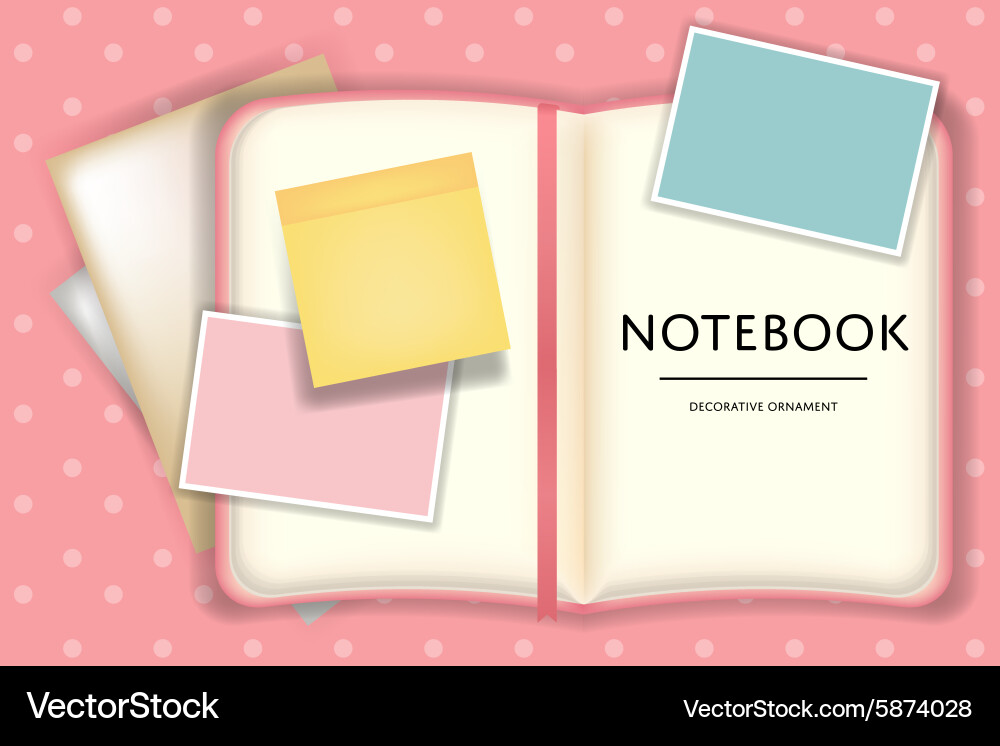 Blank notebook or diary memo notepad paper vector image
