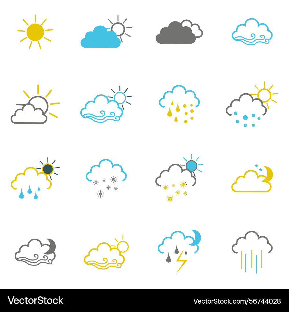 Clouds icons set of in different form Vector Image