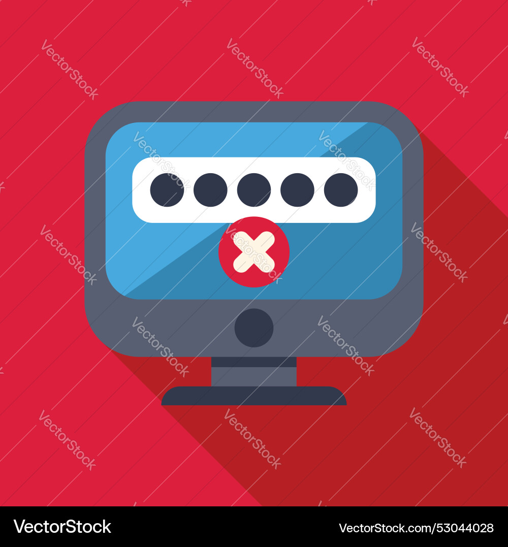 Computer monitor displaying wrong password Computer monitor displaying wrong password vector image