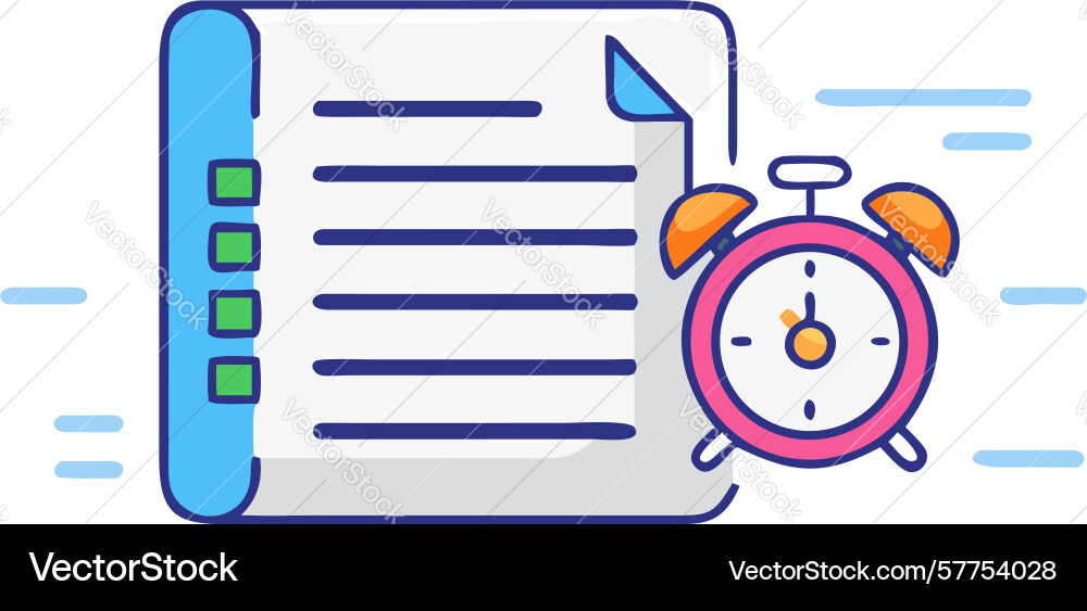 Document with checklist and alarm clock design vector image