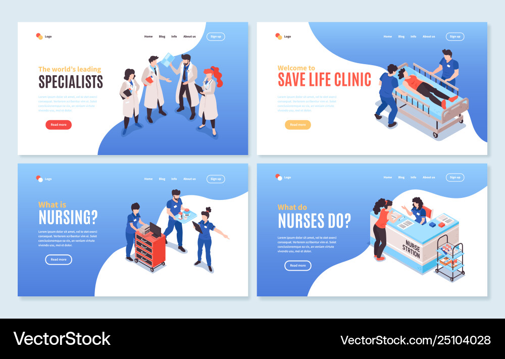 Isometric hospital horizontal banners vector image