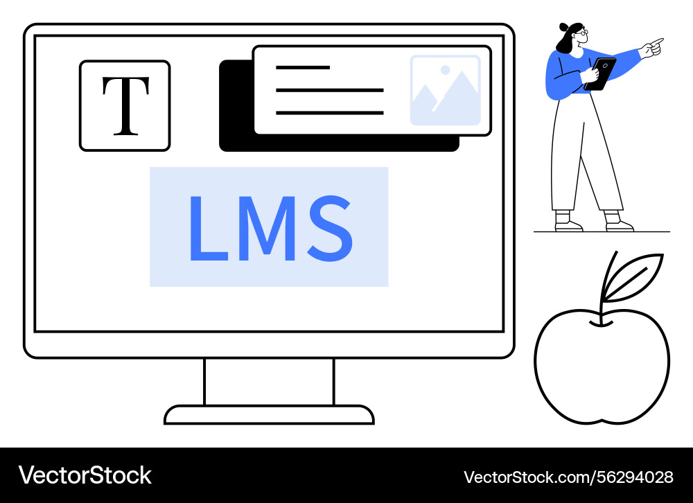 Learning management system on desktop screen Vector Image
