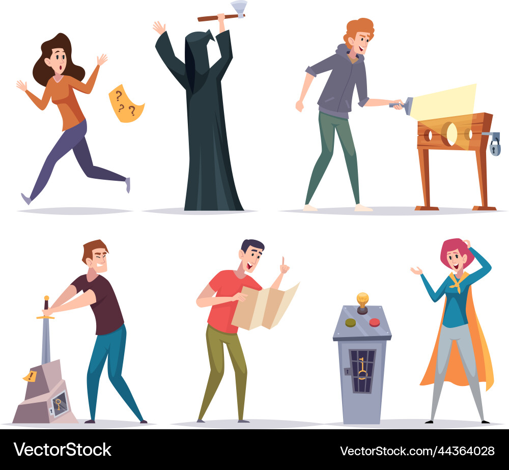 Quest games various situations and characters Quest games various situations and characters vector image