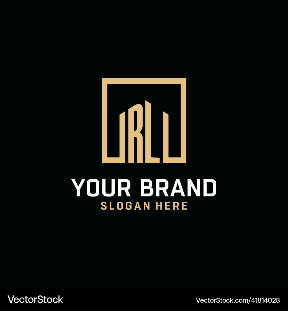 Rl initial monogram logo design with square shape Rl initial monogram logo design with square shape Vector Image