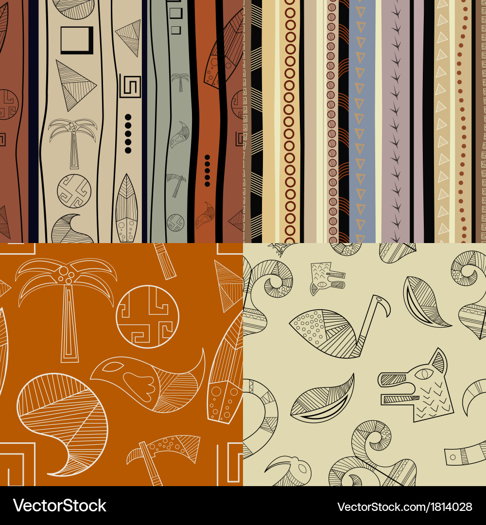 Set of fullcolor patterns primitive tribal pattern Vector Image