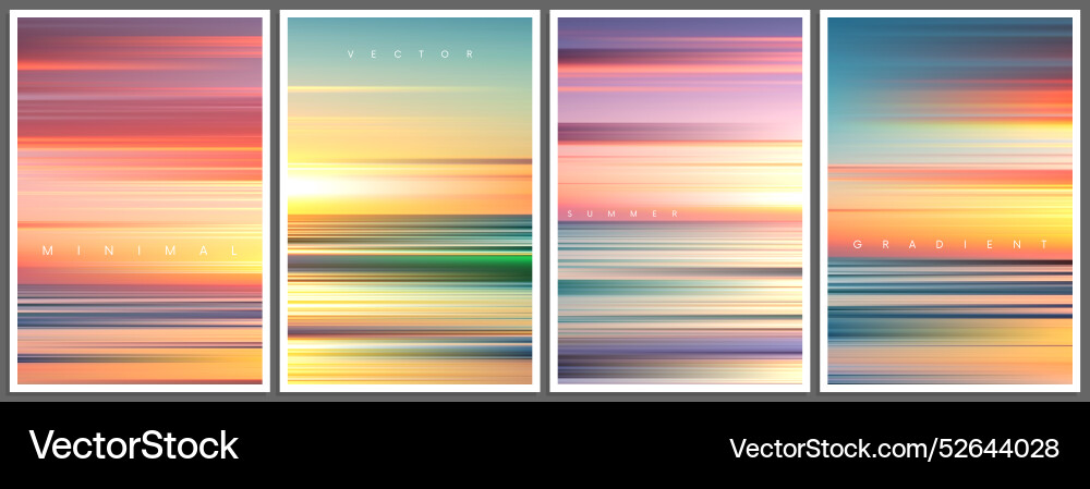 Set of summer gradient posters in minimal style Set of summer gradient posters in minimal style vector image