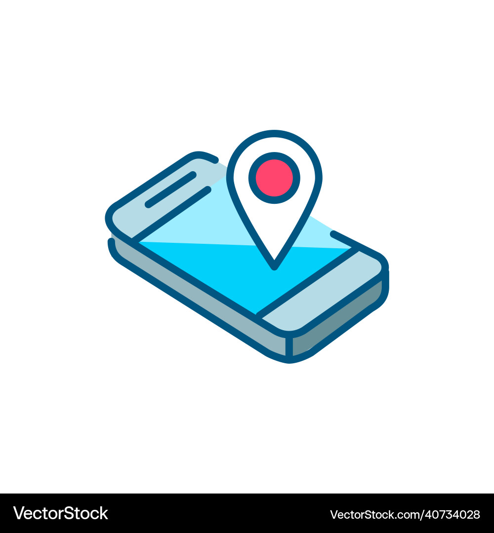 Smartphone with a location map pointer isometric Smartphone with a location map pointer isometric vector image