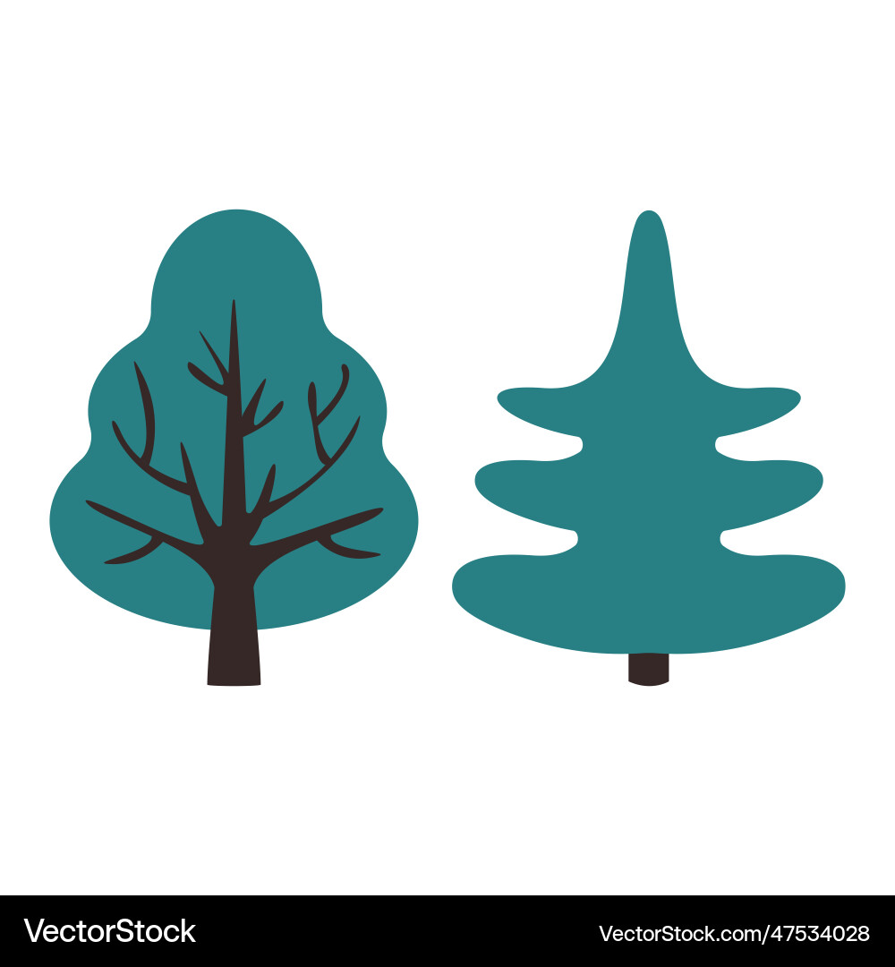 Tree set with green leafs Tree set with green leafs Vector Image