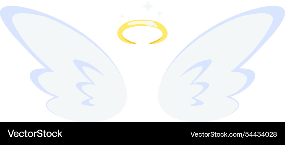 Wings of a white angel are shown with golden Wings of a white angel are shown with golden vector image