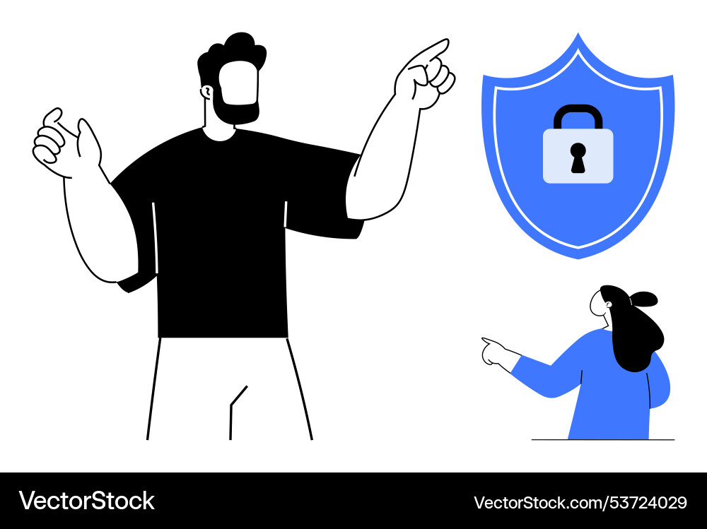 Abstract characters discussing cybersecurity Abstract characters discussing cybersecurity vector image