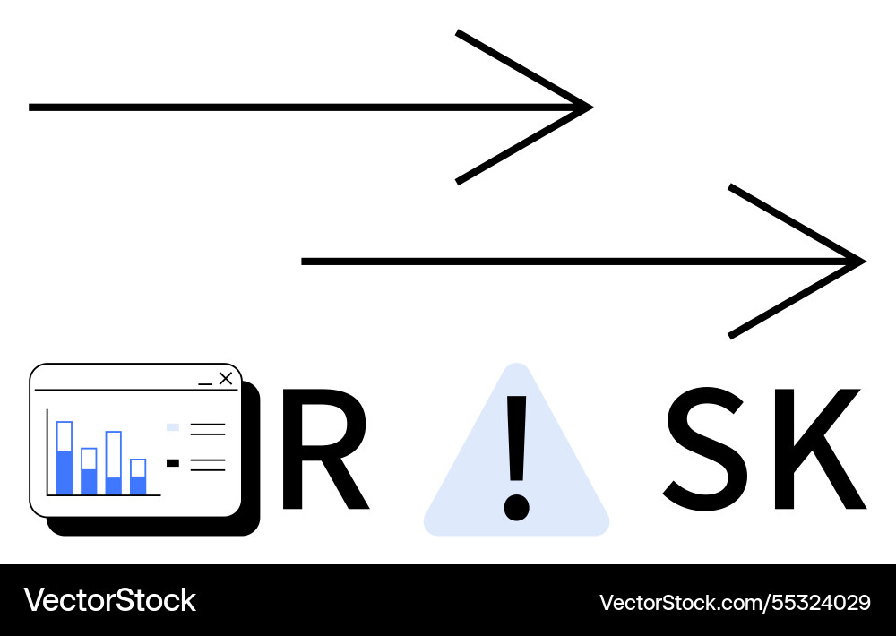 Arrows pointing towards risk analysis with bar Vector Image