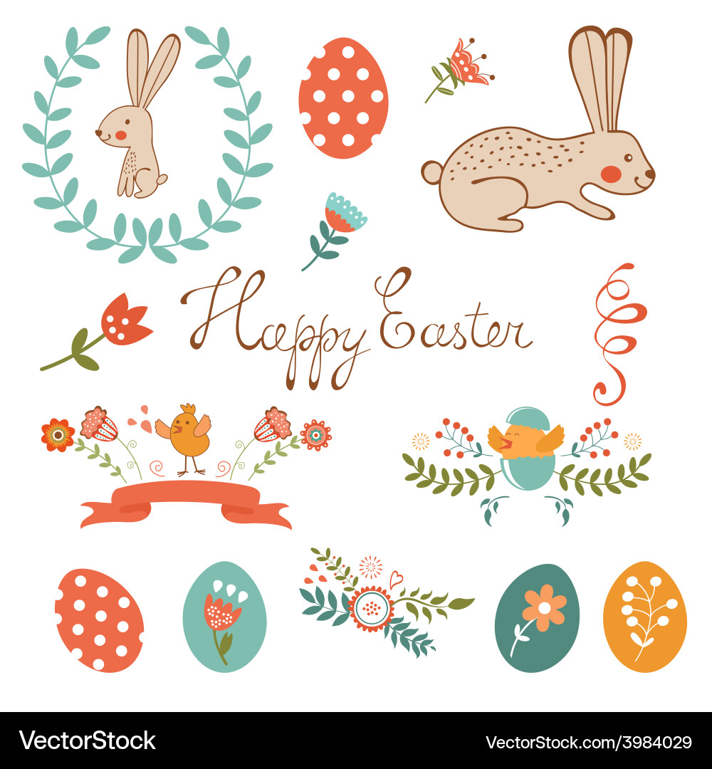 Beautiful easter collection Vector Image