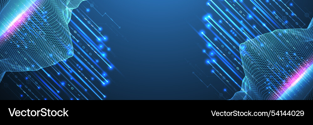 Big data abstract digital futuristic wireframe Vector Image