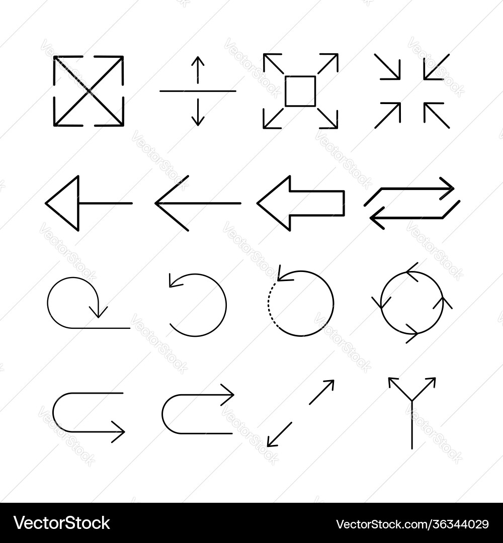 Black lines arrows set collection web signs Black lines arrows set collection web signs vector image