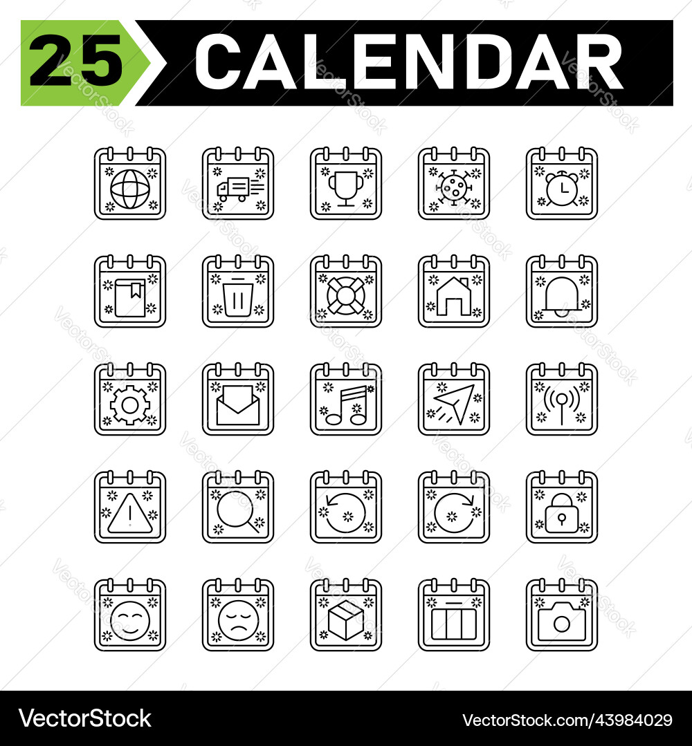 Calendar event icon set include global world Calendar event icon set include global world vector image