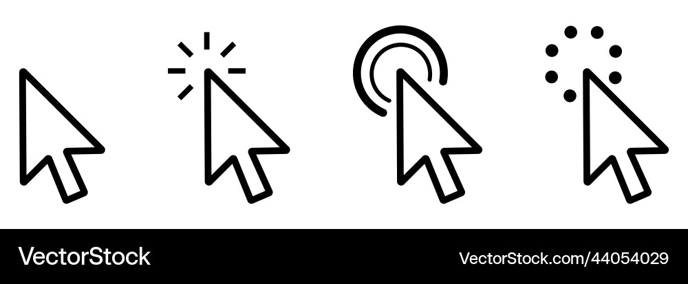 Click icon set pointer arrow icons cursor Click icon set pointer arrow icons cursor vector image