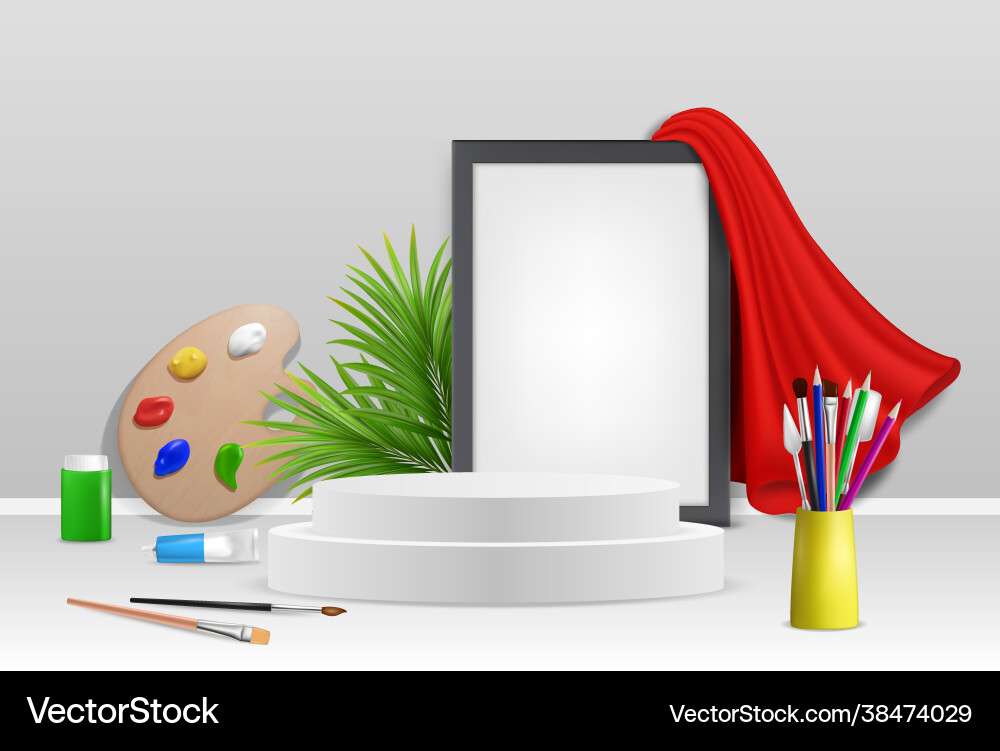 Display podium empty picture frame palette Vector Image