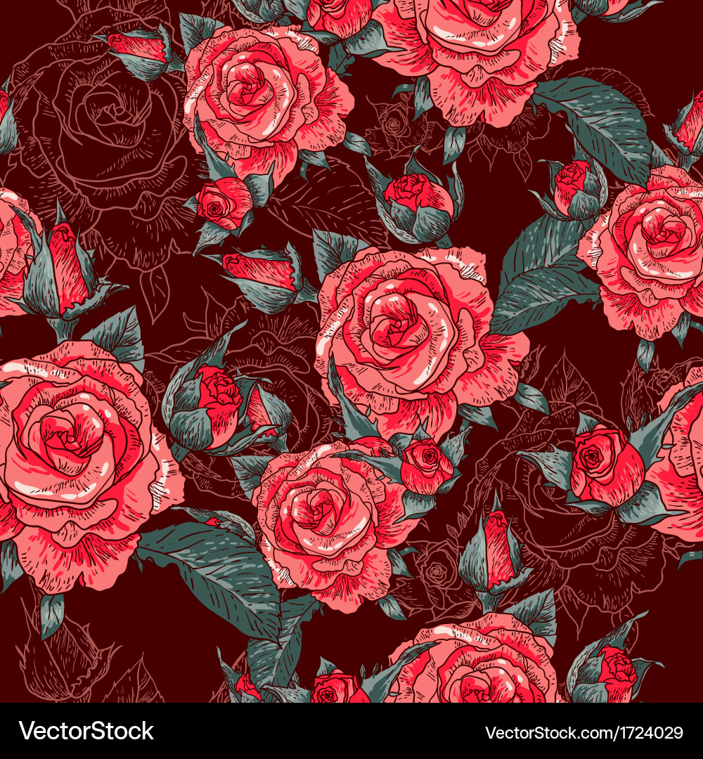 Elegant Rose Seamless Pattern Vector Image
